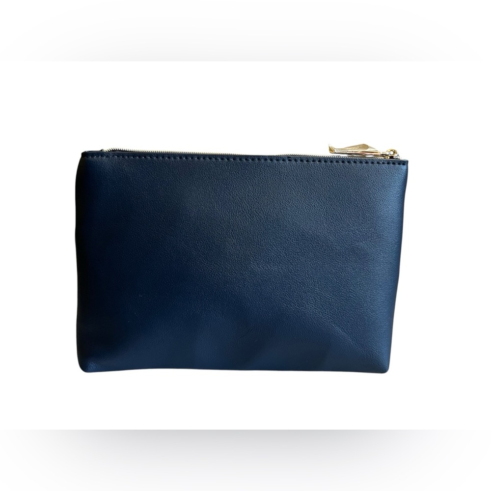 Salvatore Ferragamo Parfums Navy Blue Leather Cosmetic Zip Pouch - Picture 2 of 7